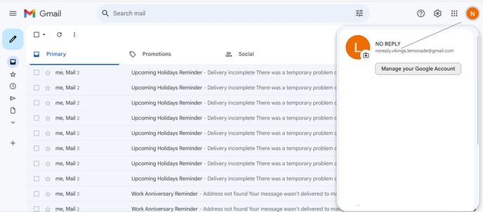 Manage google account