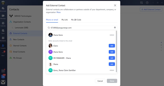 Phone or email